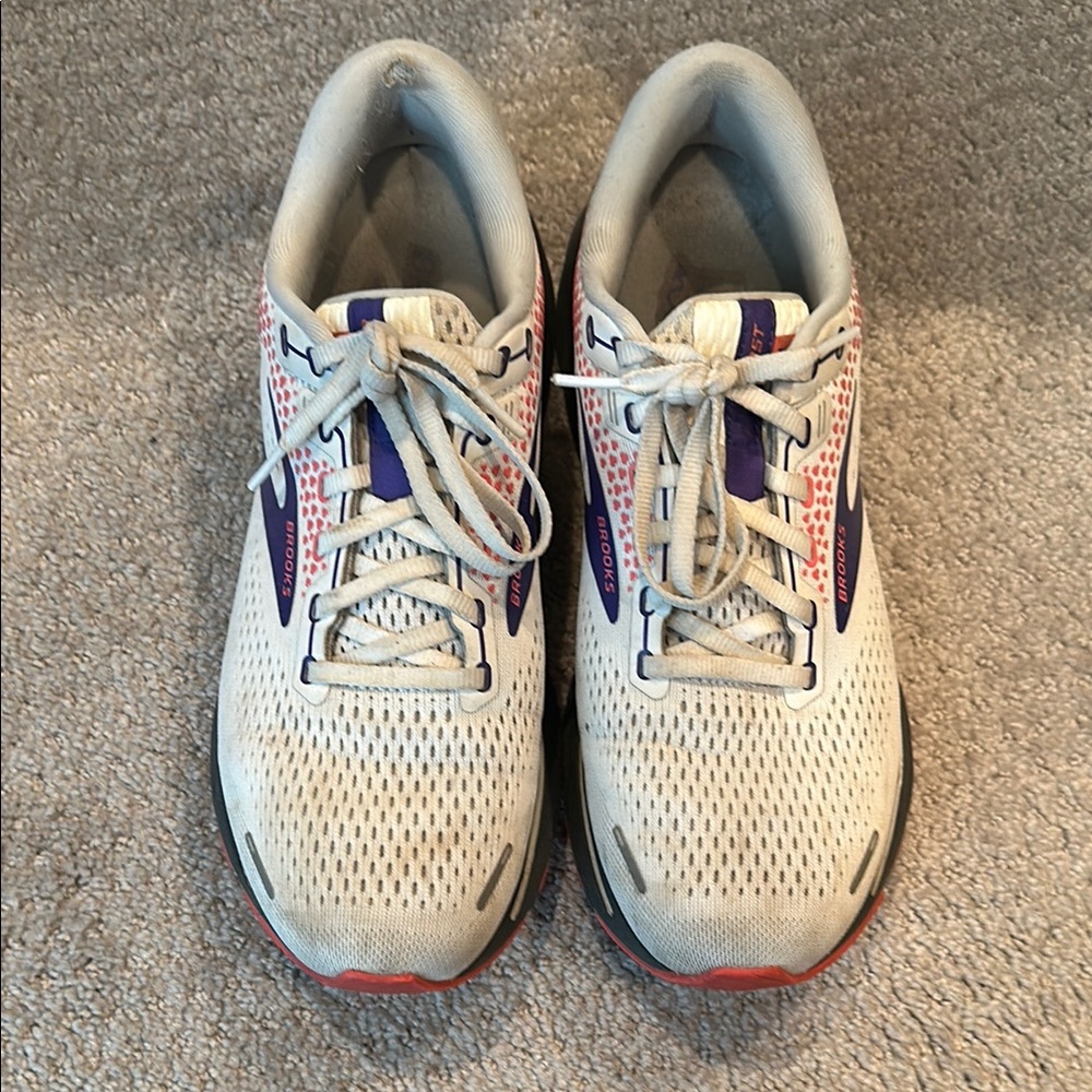 White and Purple Running Shoes